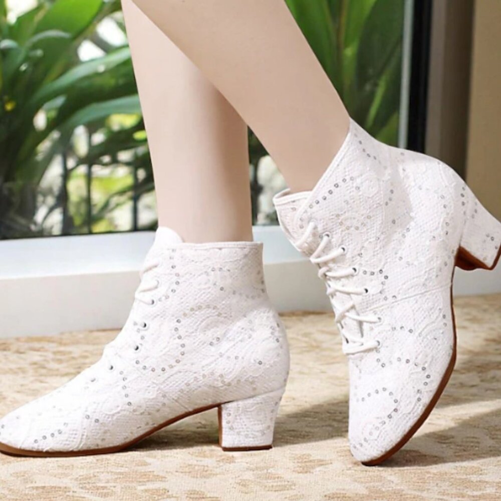 White Dance Shoes with Sequins, NWT